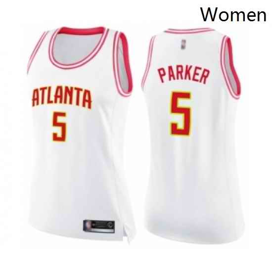 Womens Atlanta Hawks 5 Jabari Parker Swingman White Pink Fashion Basketball Jerse
